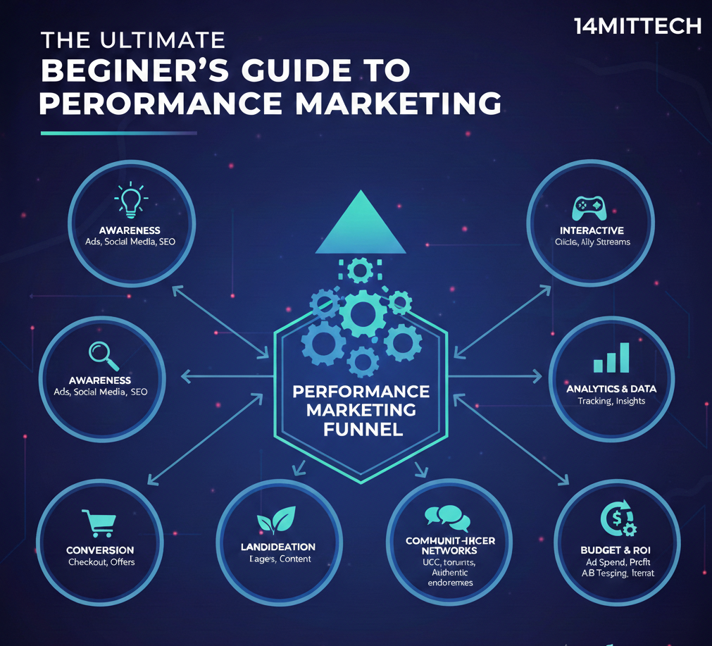 Beginner performance marketing dashboard with ad metrics and conversion tracking