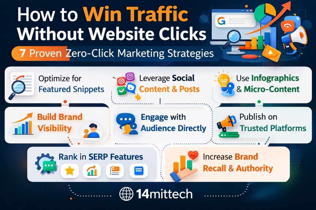how to win traffic without website clicks infographic showing zero click search strategy and social visibility