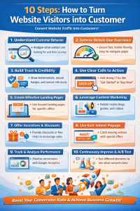 How to turn website visitors into customer using website optimization, trust building, landing pages, and conversion strategies